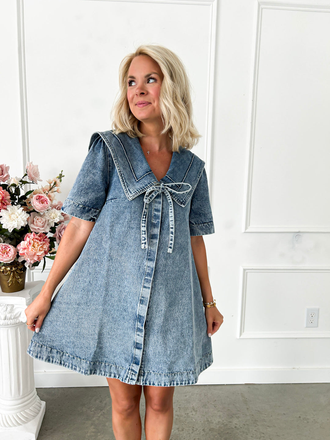 dream on denim mini dress Dream in Denim Mini Dress  Josie's Boutique