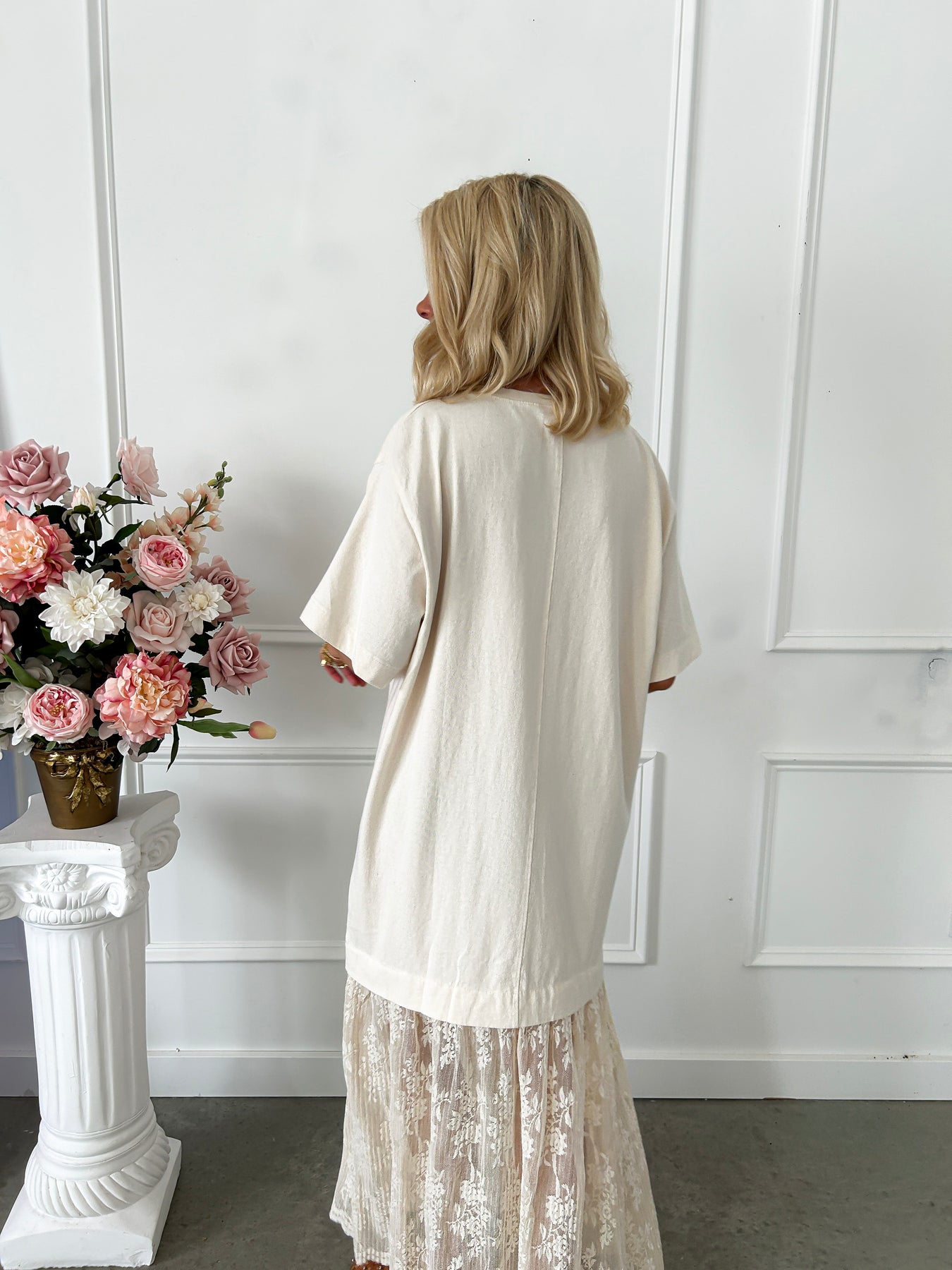 cream lace shirt dress The Cream Lace Raya Dress