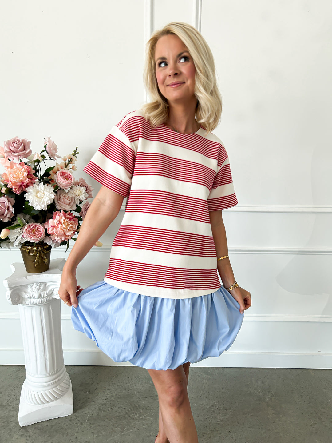 red stripe mini dress Cameron Mini Dress, in Red Stripe Delight Knit